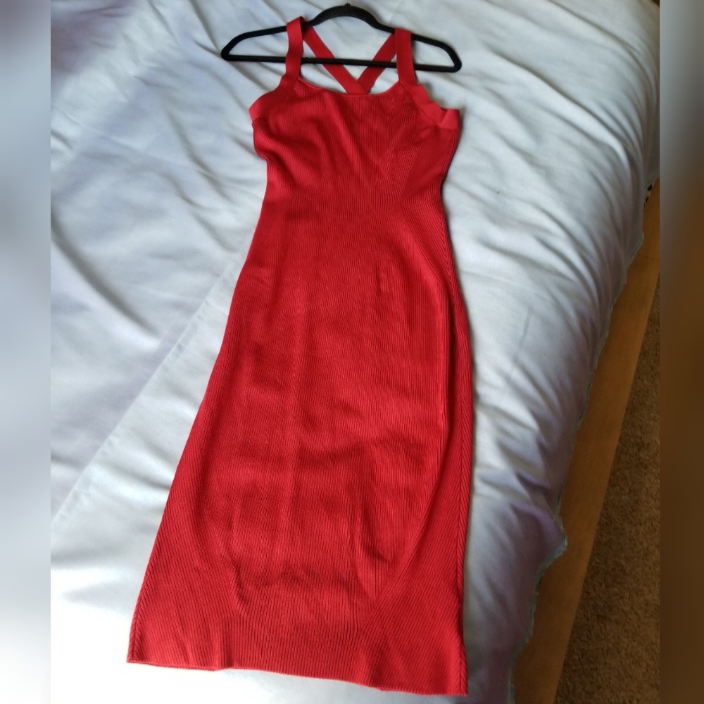 Bebe Strappy Midi Bodycon Dress